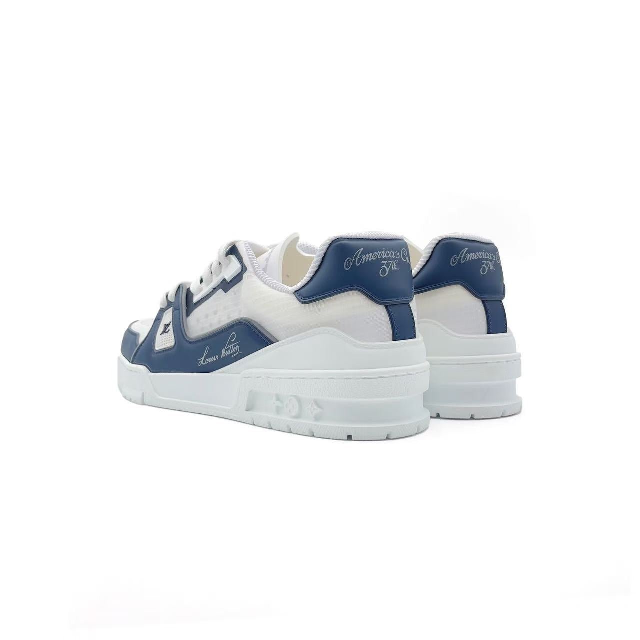 Louis Vuitton White & Marine Trainer Sneakers
